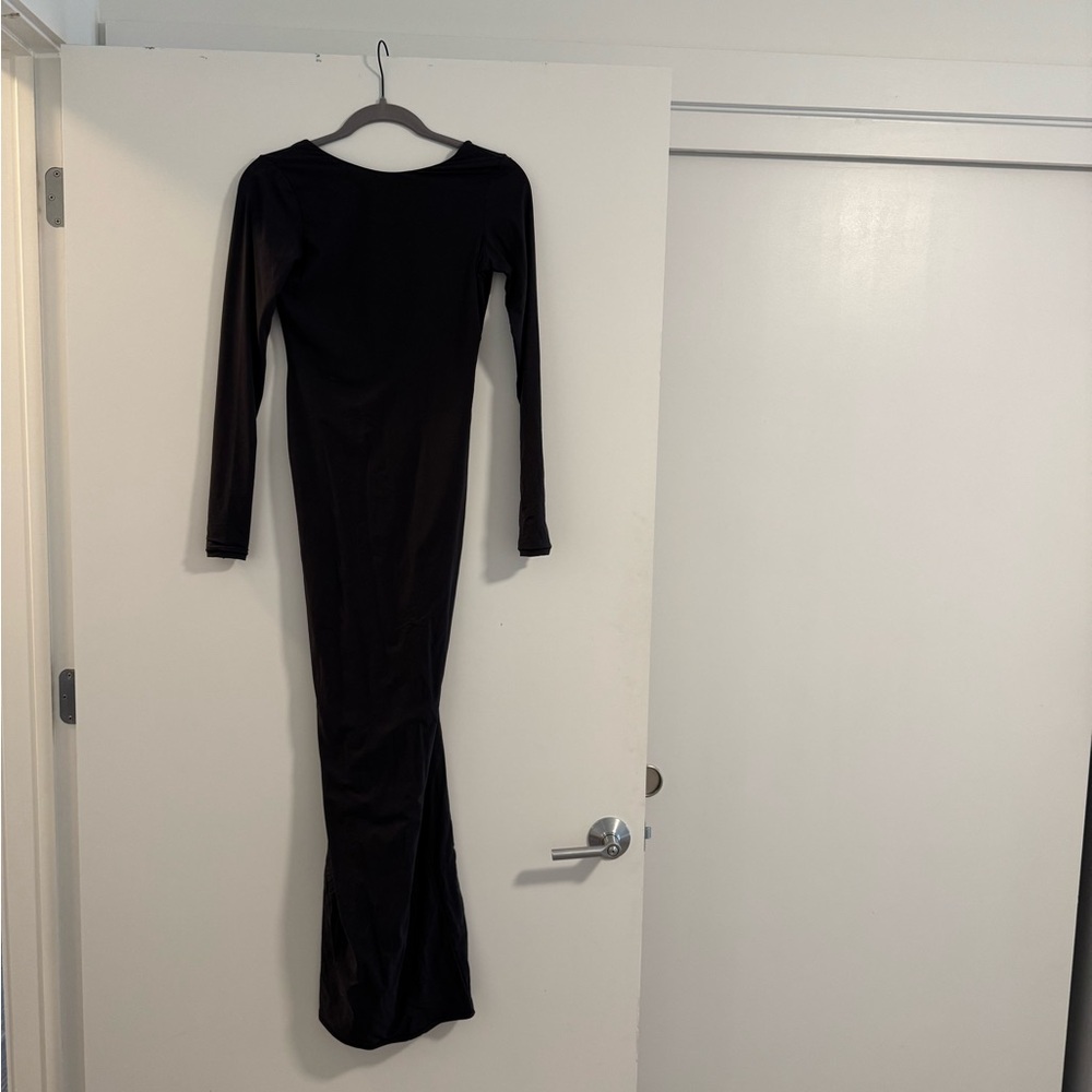 SKIMS Black Long Sleeve Maxi Dress